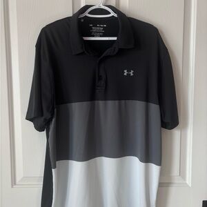 Under Armour Men's Black, Gray, and White Polo Shirt